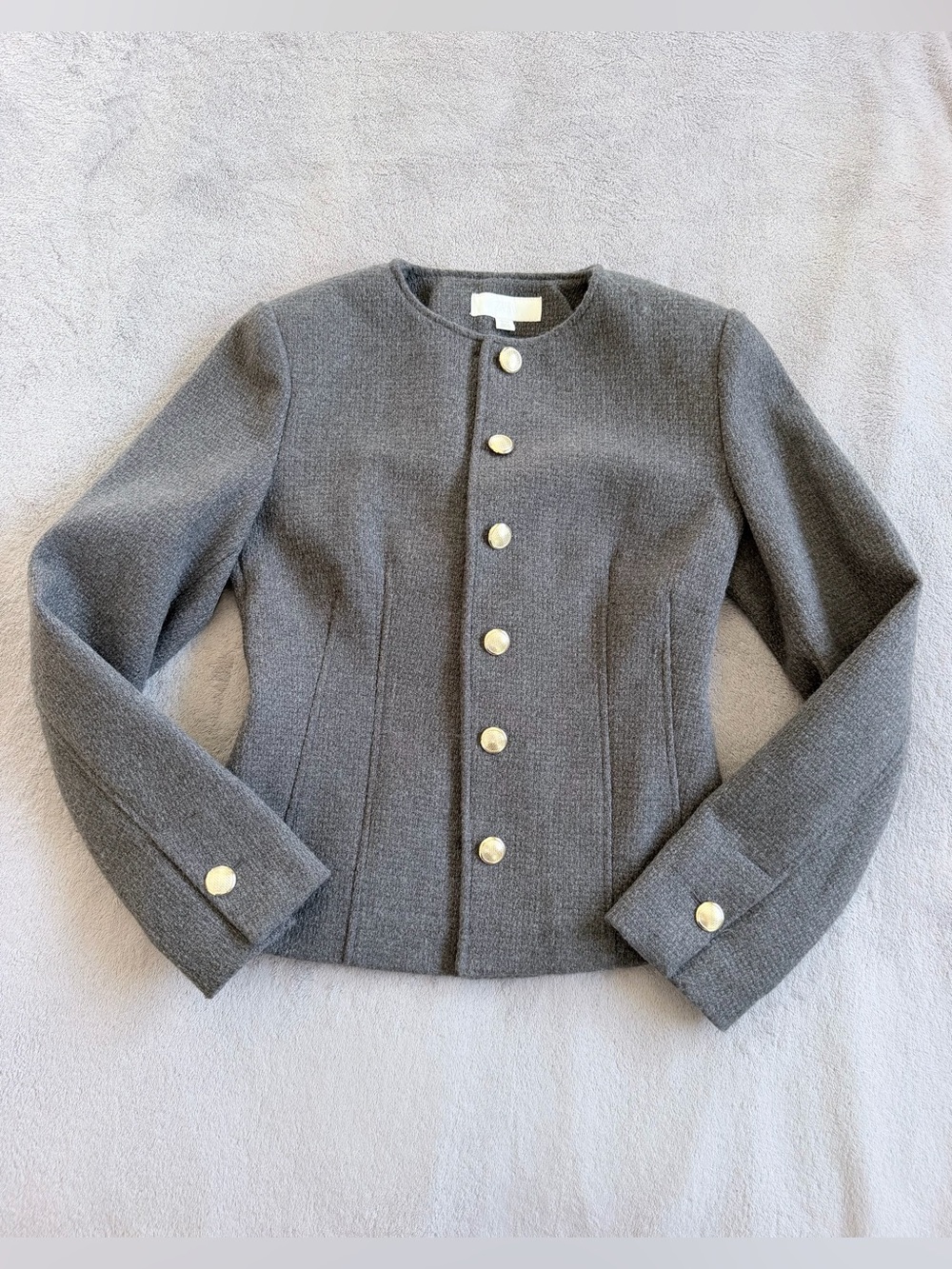Zara Classic Women's Gray Button-Front Wool Blend Fitted Jacket Blazer Size S